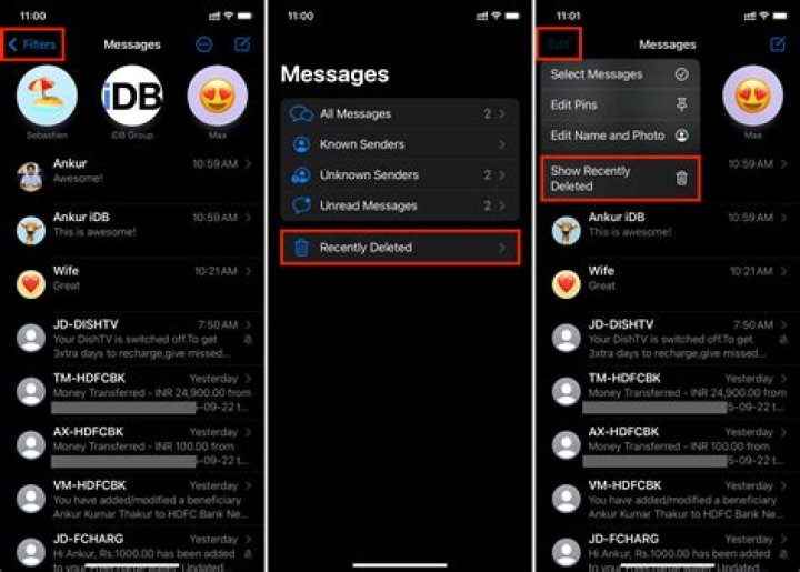 How do I find the deleted messages on secret conversations in Messenger?