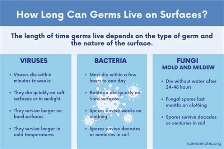 How long do cold germs live on fabric?